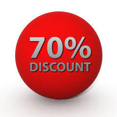 Discount seventy percent circular icon on white background