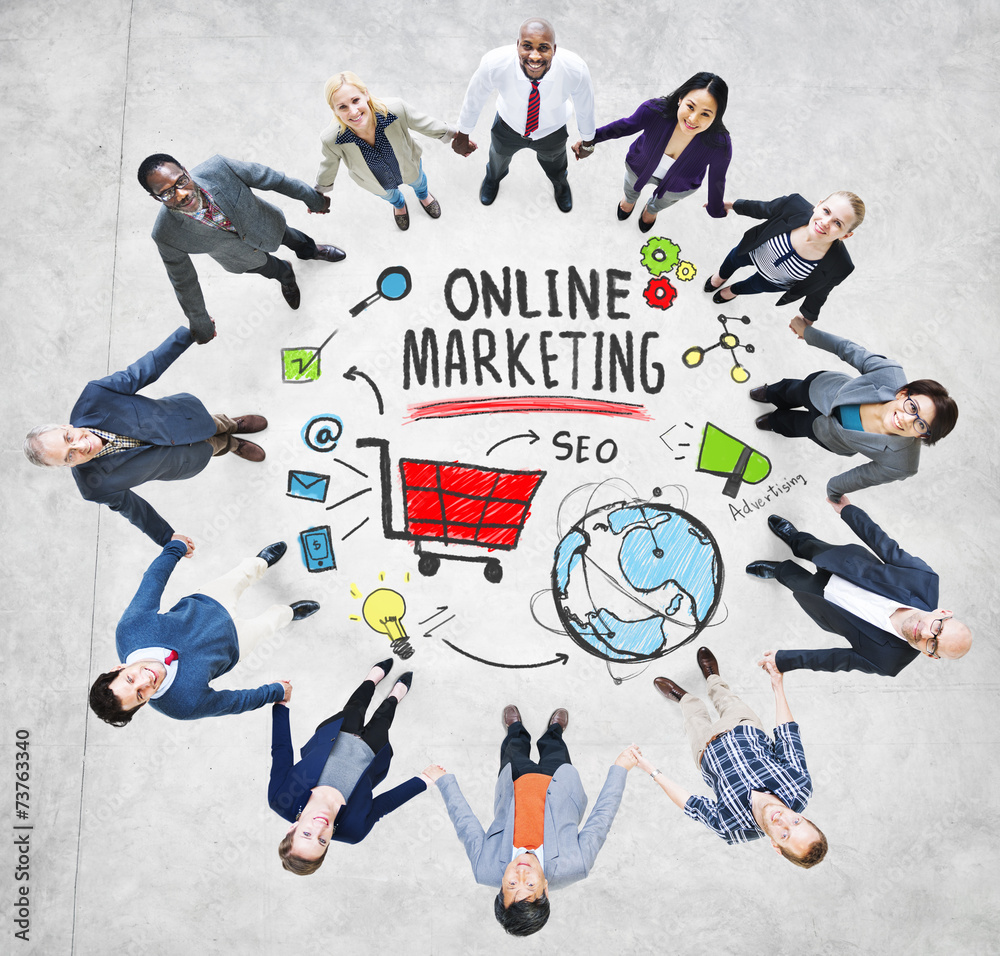 Wall mural Online Marketing Business Global Purchase Networking Connection - Wall murals