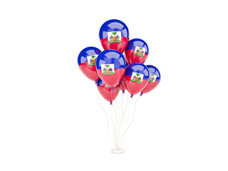 Flying balloons with flag of haiti