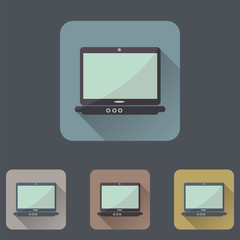 Flat long shadow icon of laptop