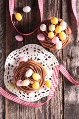 easter cupcake with buttercream and eggs