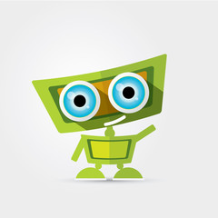 Cartoon Character Cute green Robot