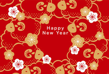 年賀_羊_赤金_新春_2015