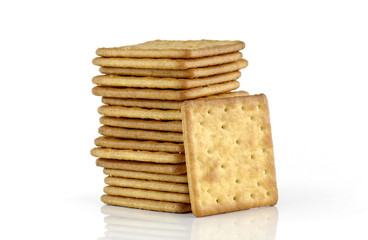 salty crackers isolated on white background
