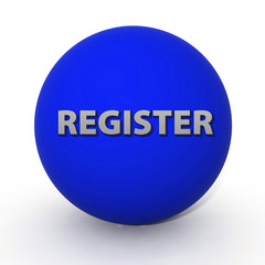 register circular button on white background