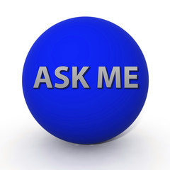 ask me circular icon on white background