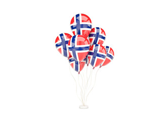 Flying balloons with flag of norway