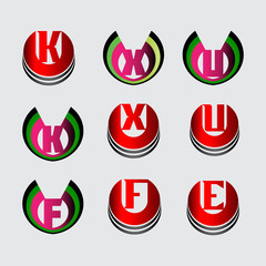 Letter K, X, U, F, E logo icon set