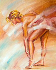 Beautiful ballerina. Oil painting.