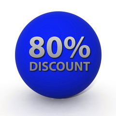 Discount eighty percent circular icon on white background