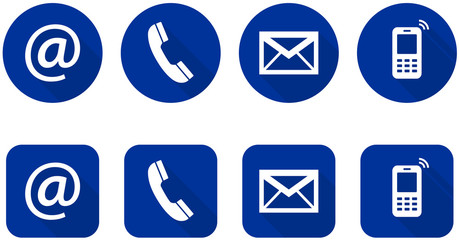 Set of web blue flat icons, two variants - Contact Us