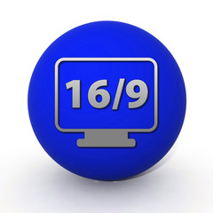 16/9 movie circular icon on white background