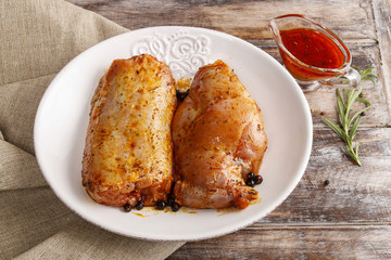 Rabbit meat with herbs
