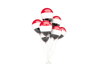 Flying balloons with flag of yemen