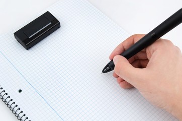 Graphic designer working with modern digitized pen