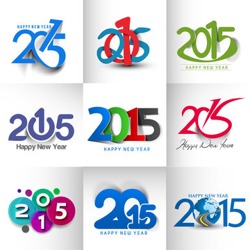Collection of Happy new year 2015 Text Design