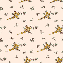 Seamless floral pattern,  yellow flower