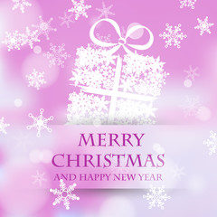 winter card with white gift