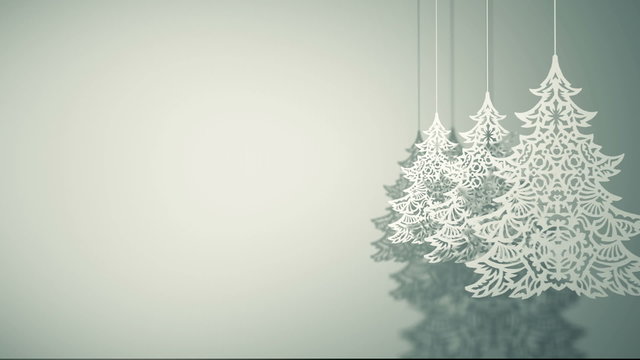 Swinging three Christmas trees paper decorations