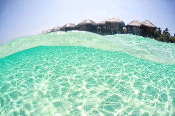 Maldives. Villa on piles on water