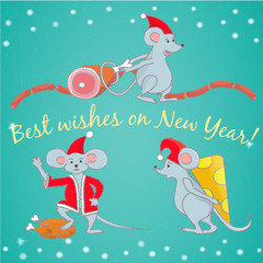 Hand drawn concept illustration Best wishes on New Year. EPS10.