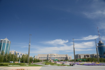 Fototapeta na wymiar Water Green Boulevard in Astana. symbol of Kazakhstan