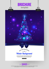 Christmas brochure template. Abstract typographical flyer design