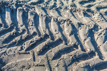 Tyre tracks from close