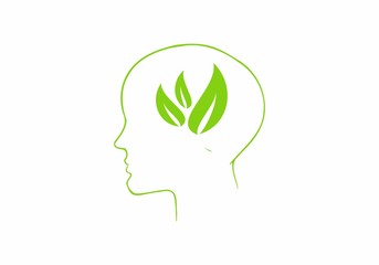brain, head, leaf,ecological, think green logo vector