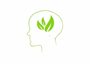 Obraz premium brain, head, leaf,ecological, think green logo vector