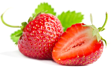 Red sweet strawberrys isolated on white background