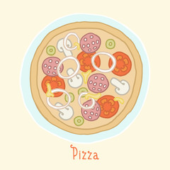Regular pizza on a plate.