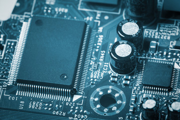 Computer motherboard closeup