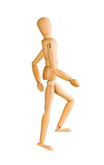 Wooden mannequin walking up invisible stairs