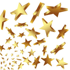 Fliegende Sterne, goldene, golden Star, 3D, Tiefe, räumlich