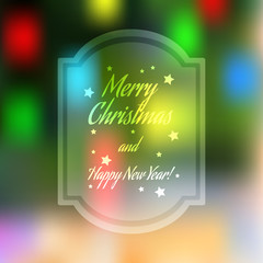 Christmas blurred greeting card with bokeh on background