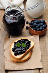 Bread with blueberry jam