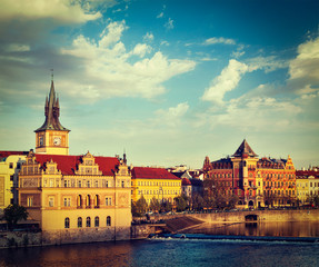 Naklejka premium Prague Stare Mesto embankment view from Charles bridge