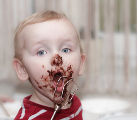 chocolate on face
