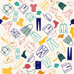 colorful vector pattern of Fashion men clothes - 73780529