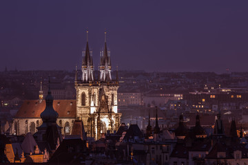 Fototapeta na wymiar Prague at night, view from the high point