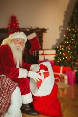 Happy santa claus stocking gifts
