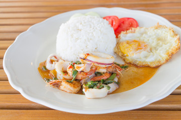 Seafood and Basil Stir Fry, Thai food