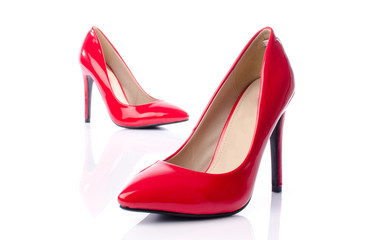 Red shoes with high heels