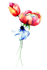Obrazy na Szkle  Dekoracyjne letnie kwiaty