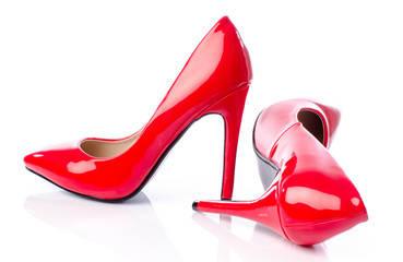 Red shoes with high heels