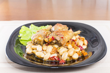 chicken stew with beans boiled