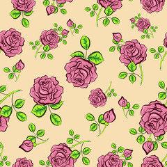 Vector seamless background with roses
