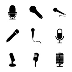 Vector microphone icons set - obrazy, fototapety, plakaty