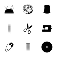 Vector black sewing icons set